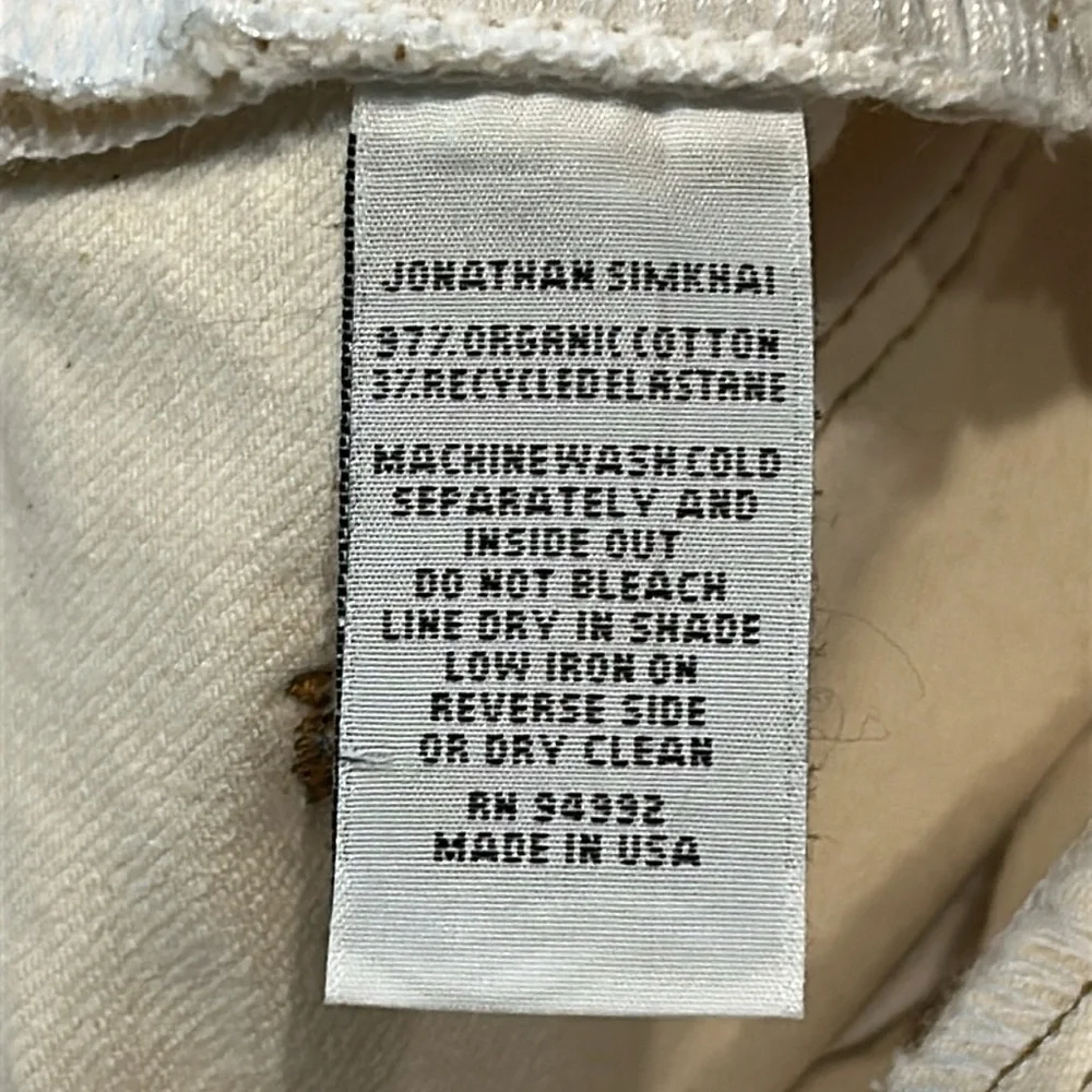 Jonathan Simkhai River High Rise Straight Leg Jeans in Ecru 32 Distressed - Picture 8 of 15